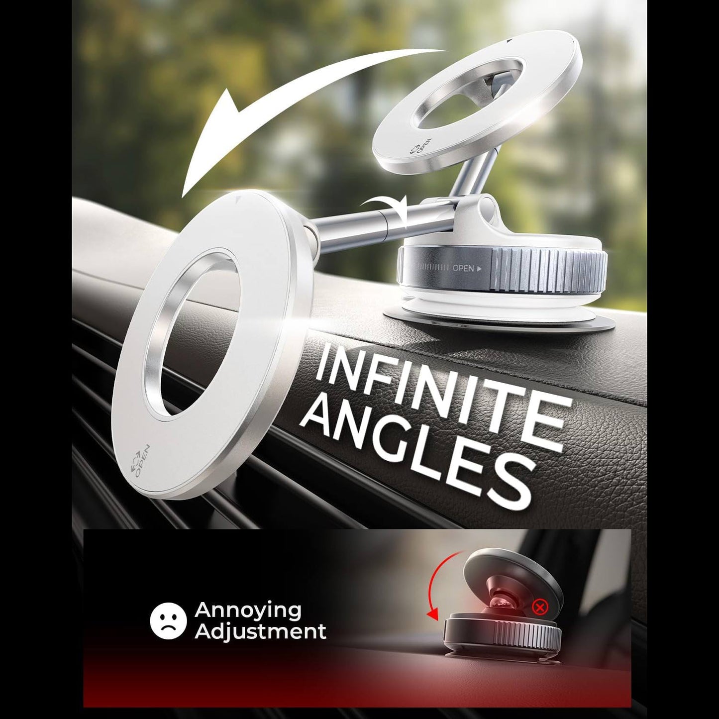 360° Car Mount Magnetic Phone Holder with Vacuum Suction