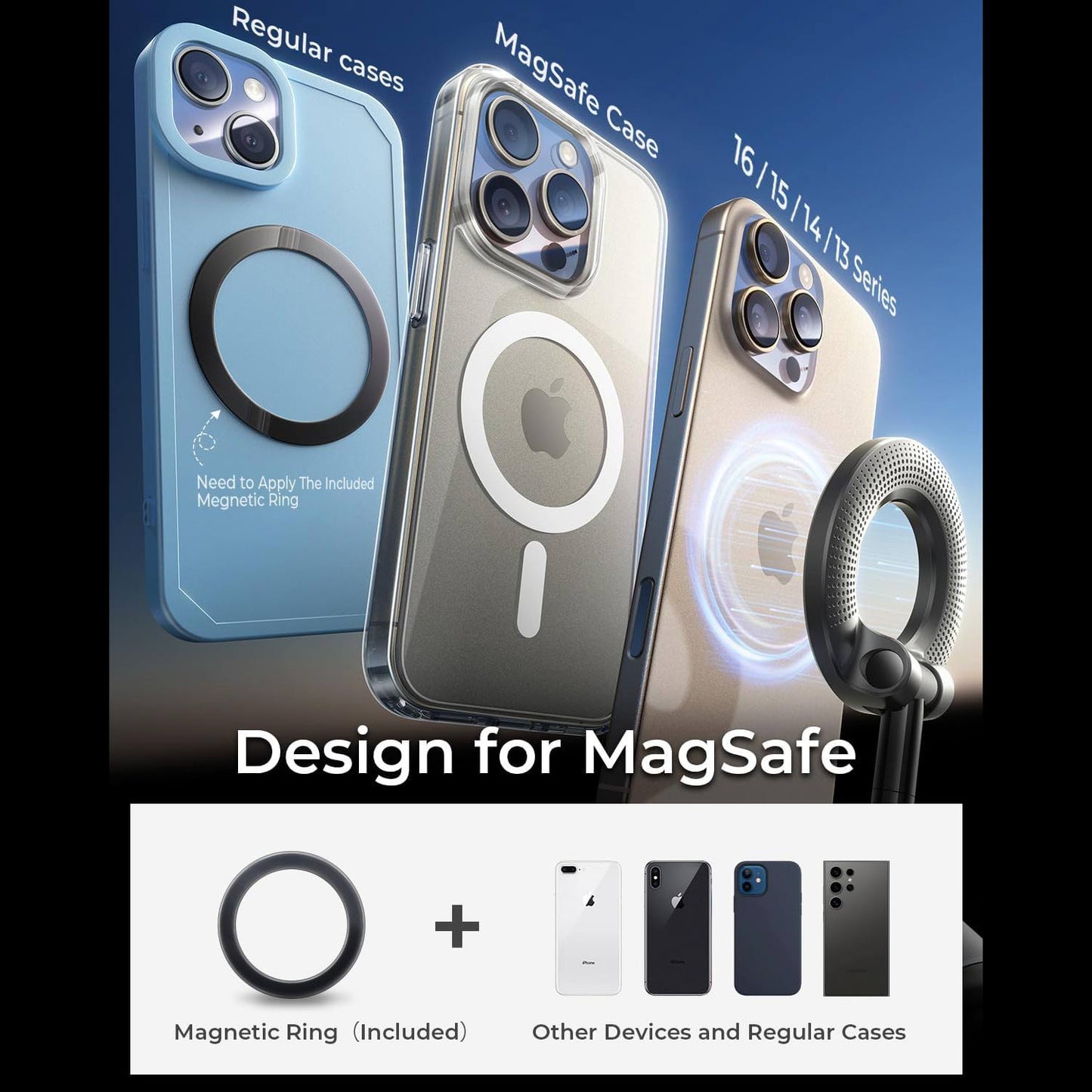 360° Car Mount Magnetic Phone Holder with Vacuum Suction