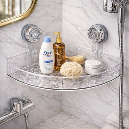 Acrylic Corner Suction Shelf – Drill-Free Bathroom Rack