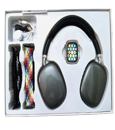 P9 Ultra2 Smart Watch With Gaming Headphone + 7 Straps In 1
