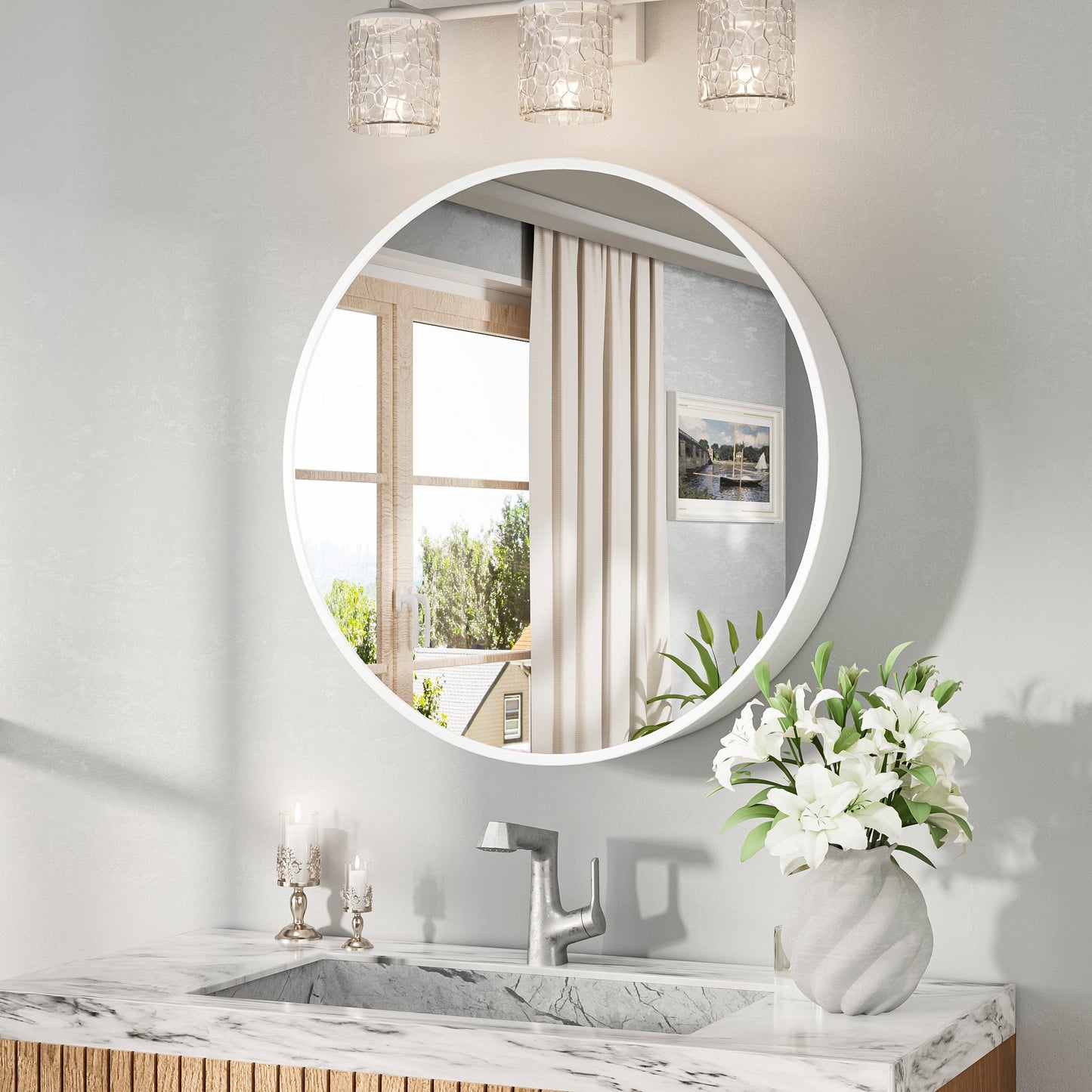 Round Medicine Cabinet with Mirror Cabinet for Bathroom